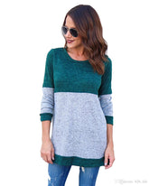 Kaamastra Blue & Grey Round Neck Full Sleeve Top